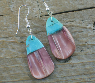 Native American Earrings Purple Spiney Slab w/ Turquoise 